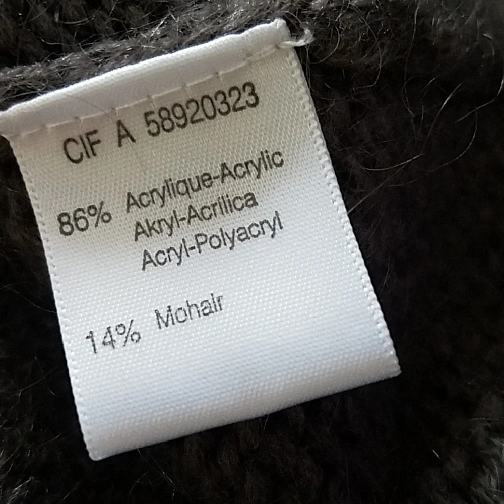 COTE Femme France Knit Asymmetrical Gray Mohair Blend Pancho Funnel Neck Collar